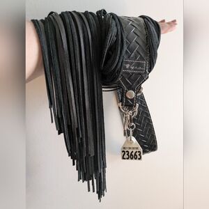 HCC Black Fringe Leather Shoulder Crossbody Strap